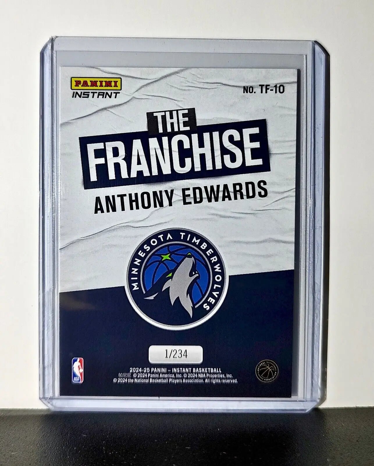 Anthony Edwards 2024-25 Panini The Franchise NBA #10 Card Timberwolves 1/234 - Basketball Card Single