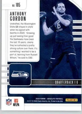 Anthony Gordon - 2020 Panini Absolute - #105 - RC Retail Football - Football Card Single