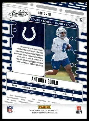 Anthony Gould Rookie 2024 Panini Absolute Retail #192 Indianapolis Colts - Football Card Single