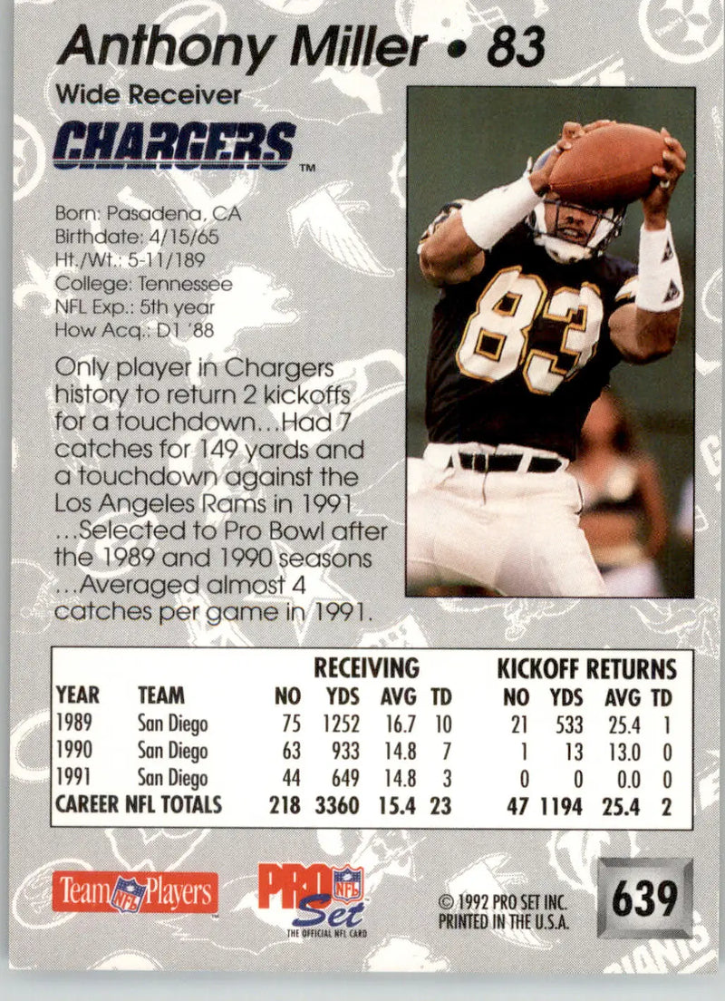 Anthony Miller - 1992 Pro Set - #639 - Football - Football Card Single