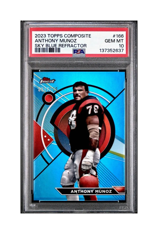 Anthony Munoz 2023 Topps 001/325 Finest Sky Blue Refractor #166 PSA 10 Gem Mint - Football Card Single
