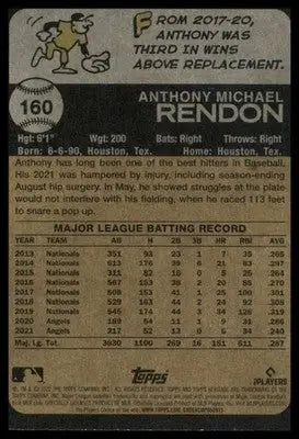 Anthony Rendon 2022 Topps Heritage #160 Los Angeles Angels - Baseball Card Single