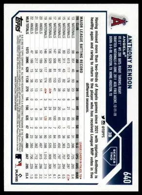 Anthony Rendon 2023 Topps #640 Los Angeles Angels - Baseball Card Single