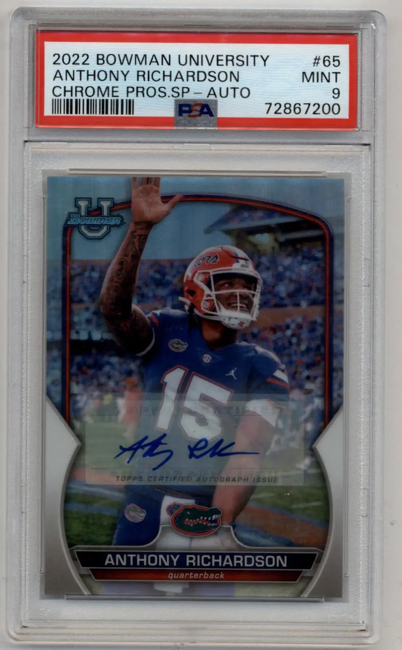 Anthony Richardson 2022 Bowman University Chrome Prospects 24/25 SP Auto PSA 9 Mint - Football Card Single