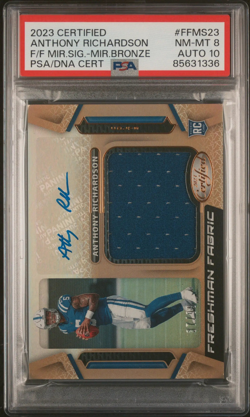 Anthony Richardson 2023 Panini Certified Mirror Bronze Auto Jersey #37/99 PSA 8 Auto 10 - Football Card Single