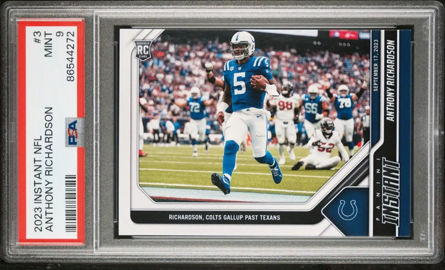 Anthony Richardson 2023 Panini NFL Rookie #3 Card 1 of 358 Colts PSA 9 Mint - Football Card Single
