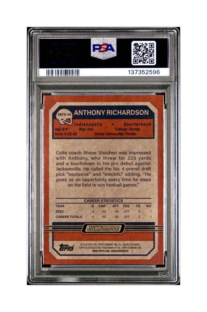 Anthony Richardson 2023 Topps #1973-14 Card Indianapolis Colts PSA 9 Mint