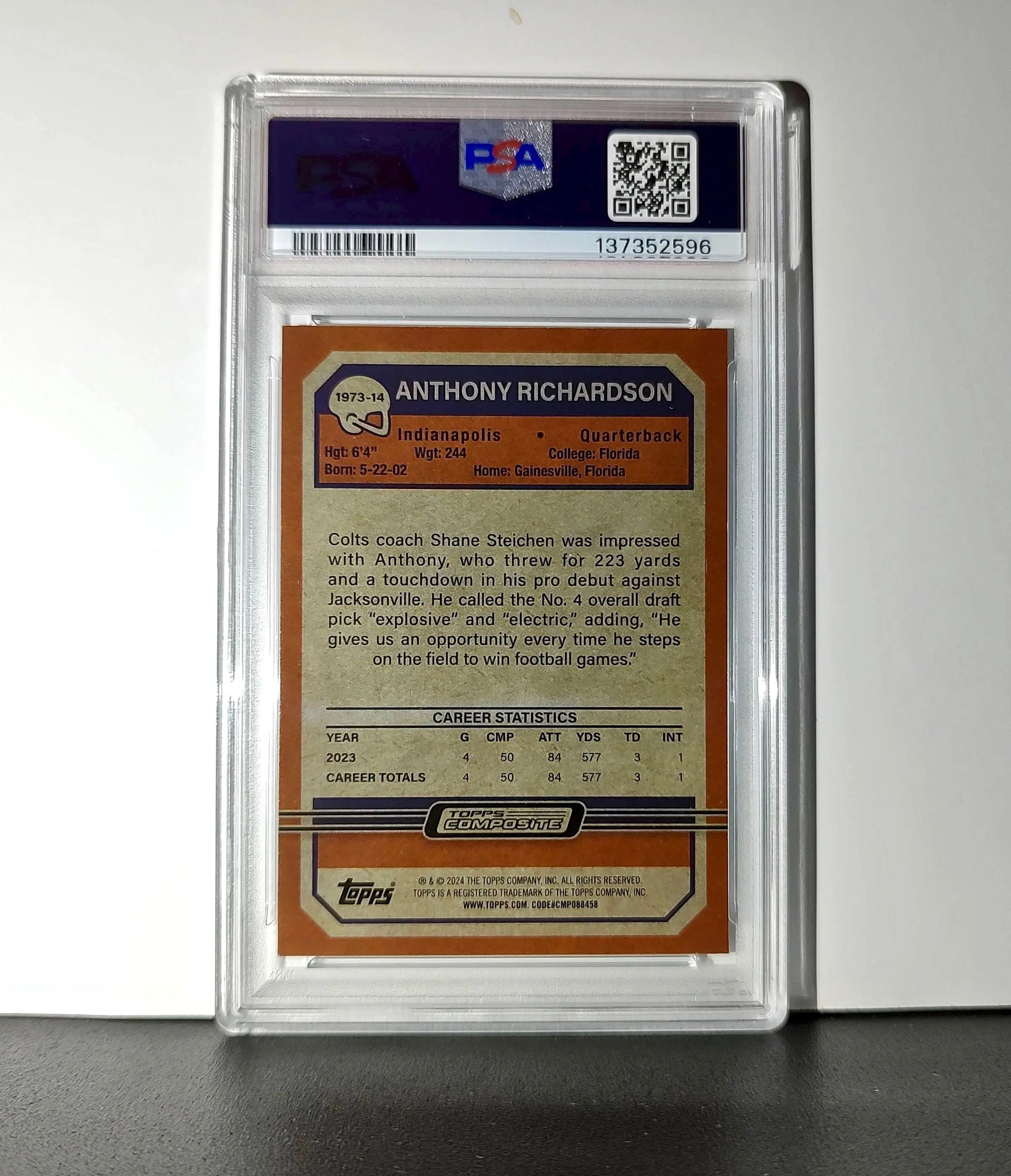 Anthony Richardson 2023 Topps #1973-14 Card Indianapolis Colts PSA 9 Mint