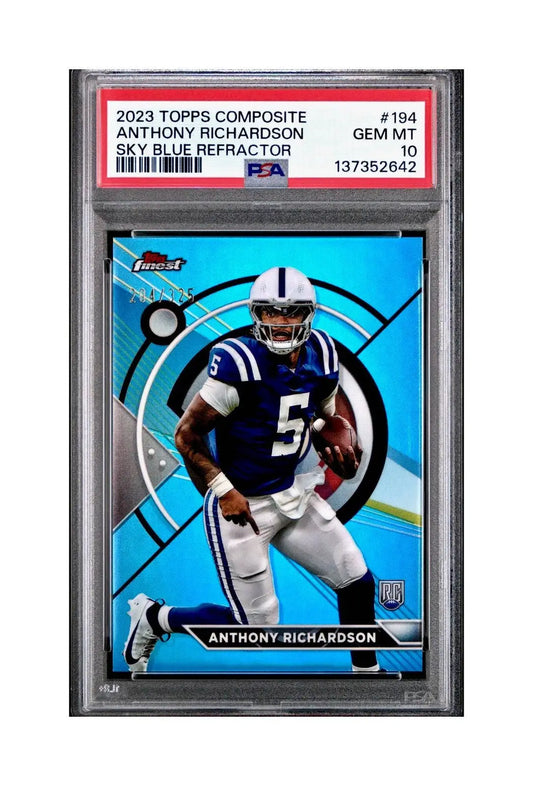 Anthony Richardson 2023 Topps 204/325 Fineest #194 Sky Blue Refractors PSA 10 - Football Card Single