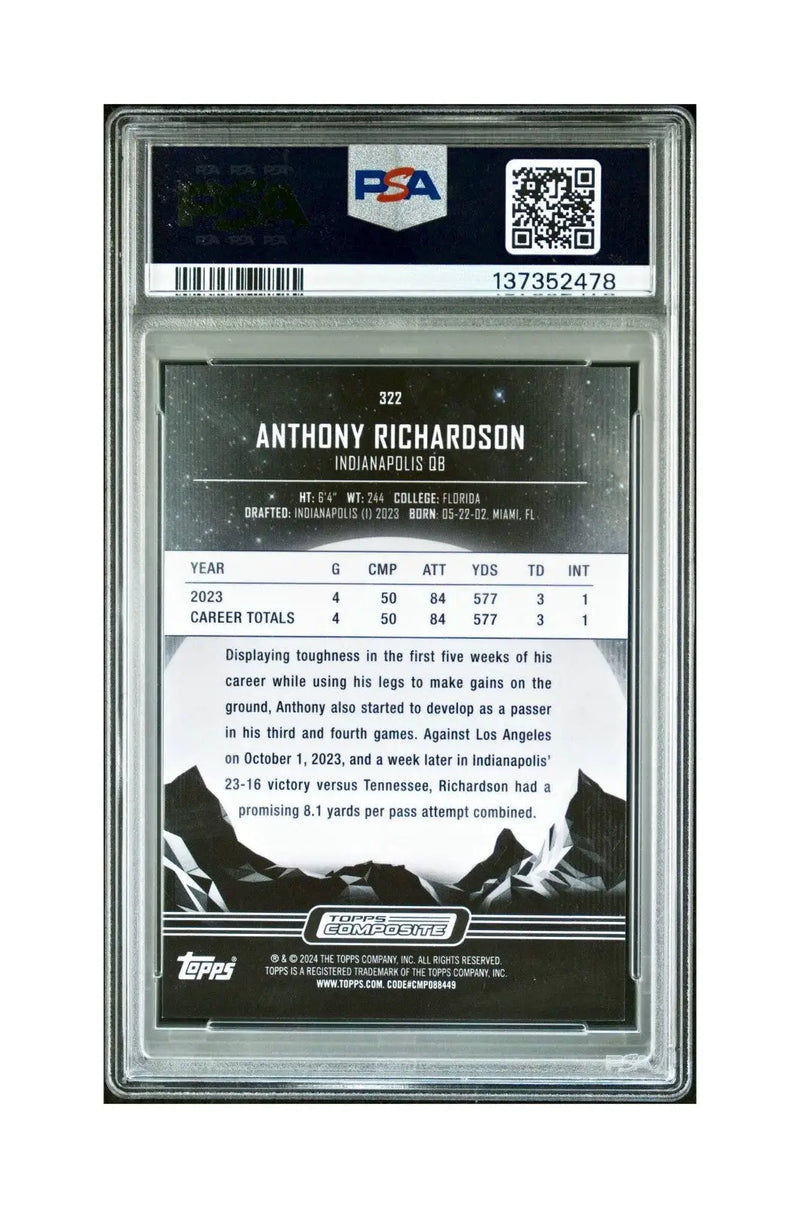 Anthony Richardson 2023 Topps Midnight Rookie #322 PSA 9 Mint