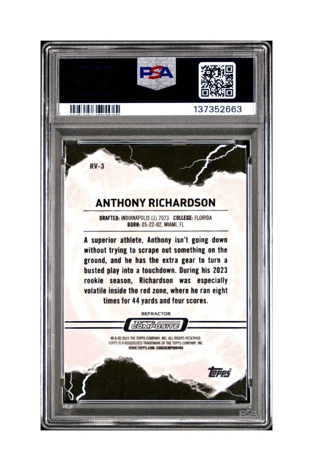 Anthony Richardson 2023 Topps Resurgence Voltaic #RV-3 Refractor PSA 10 Gem Mint