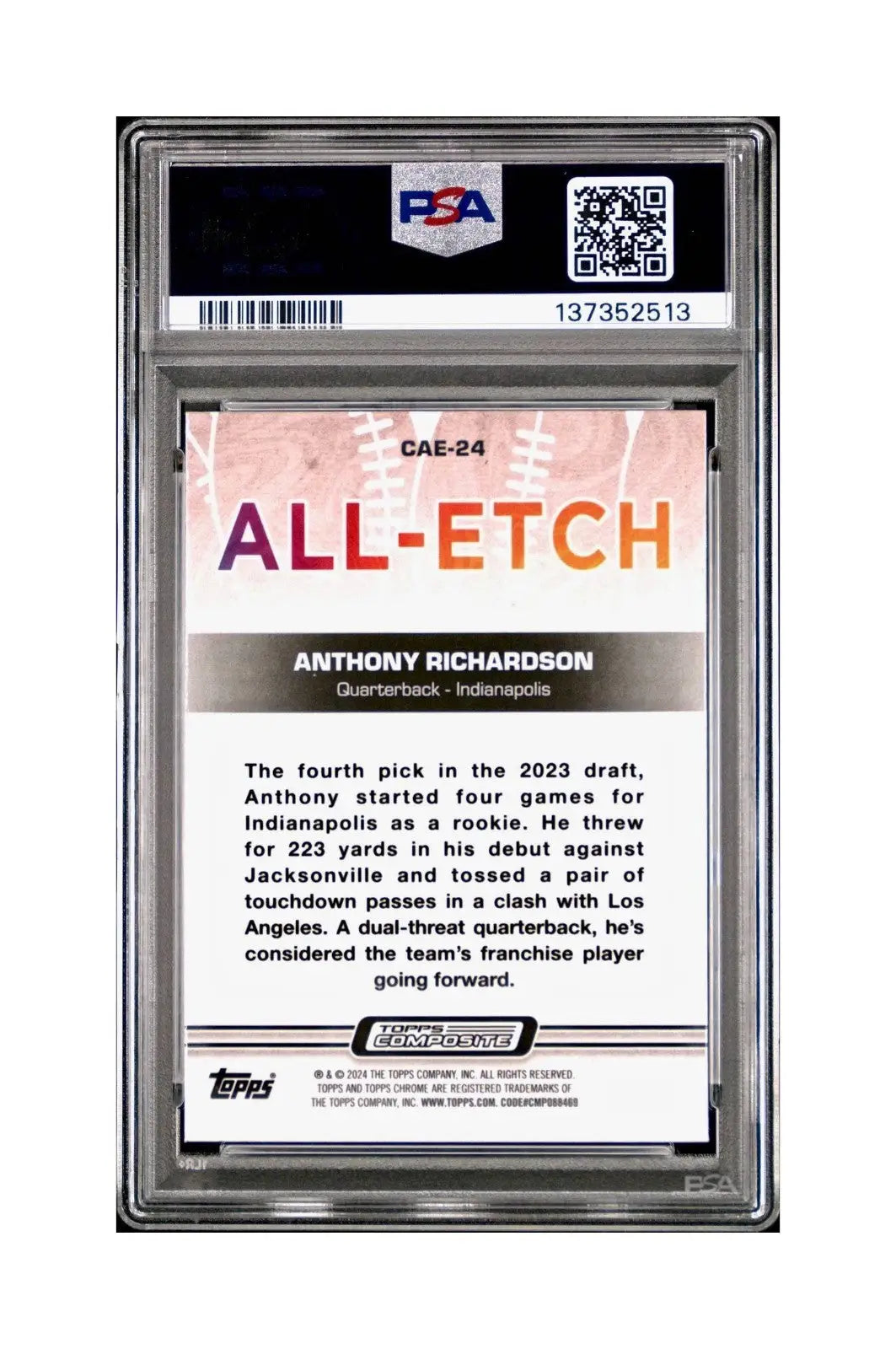 Anthony Richardson Rookie 2023 Topps Chrome ALL-ETCH #CAE-24 PSA 10 Gem Mint