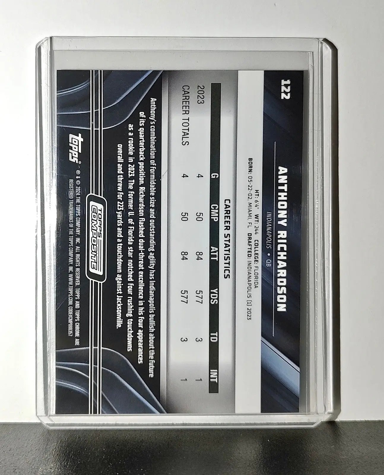 Anthony Richardson Rookie 2023 Topps Chrome Black NFL #122 Card Colts