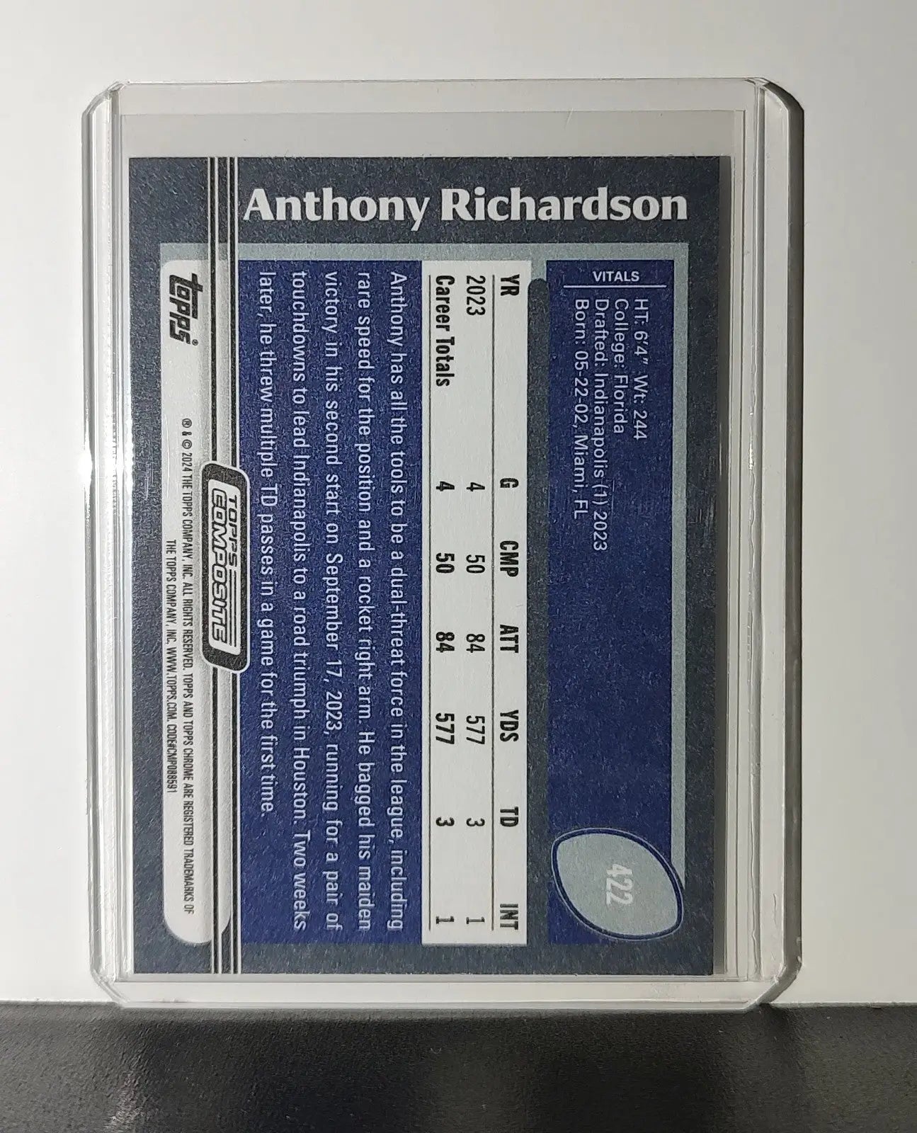 Anthony Richardson Rookie 2023 Topps NFL #422 Card Indianapolis Colts