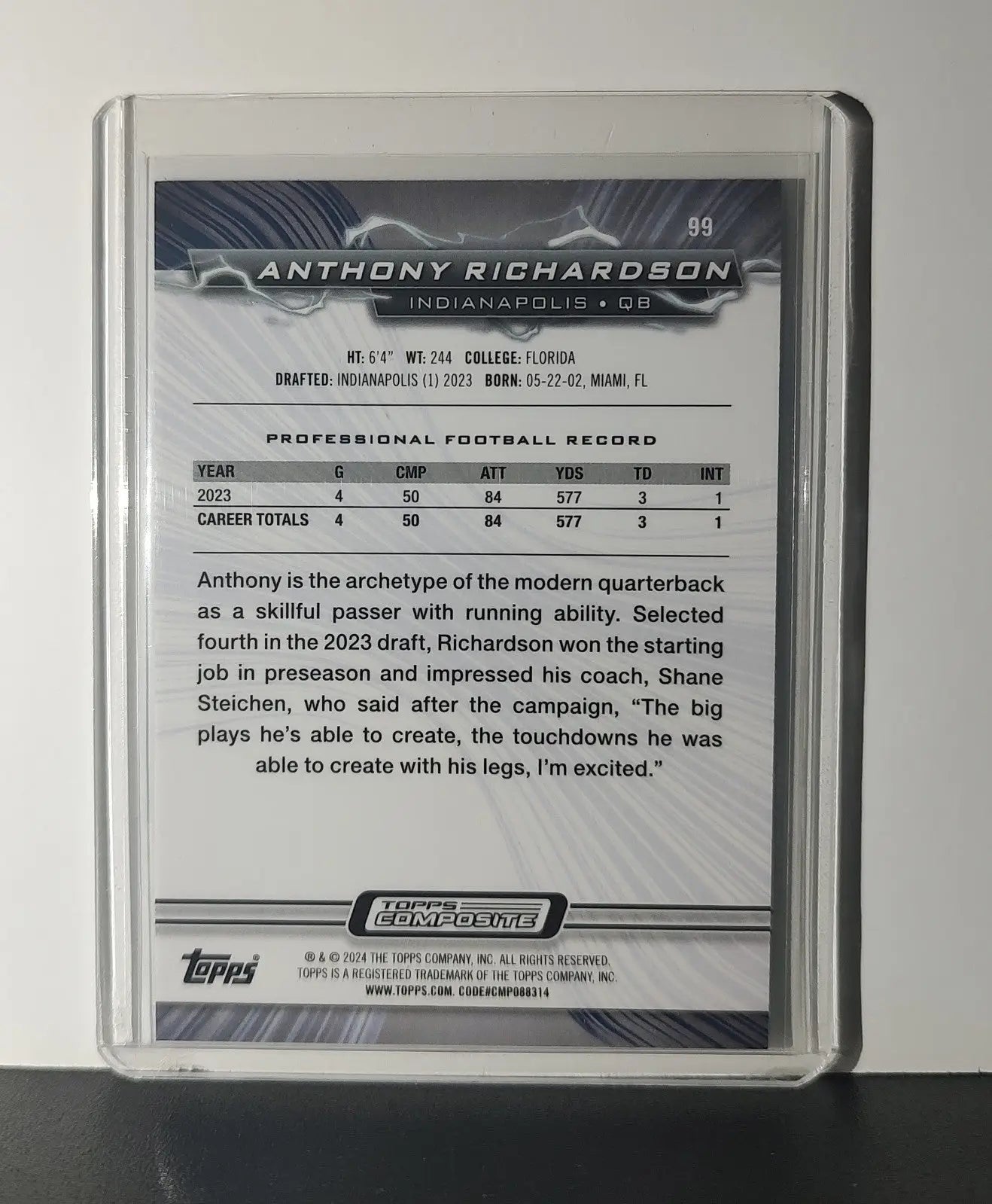 Anthony Richardson Rookie 2023 Topps Resurgence NFL #99 Card Indianapolis Colts