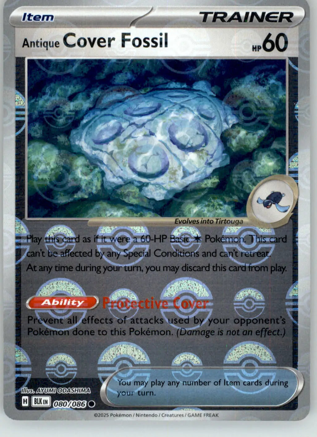 Antique Cover Fossil - Poke Ball Pattern - Black Bolt - 080/086 - Holo NM