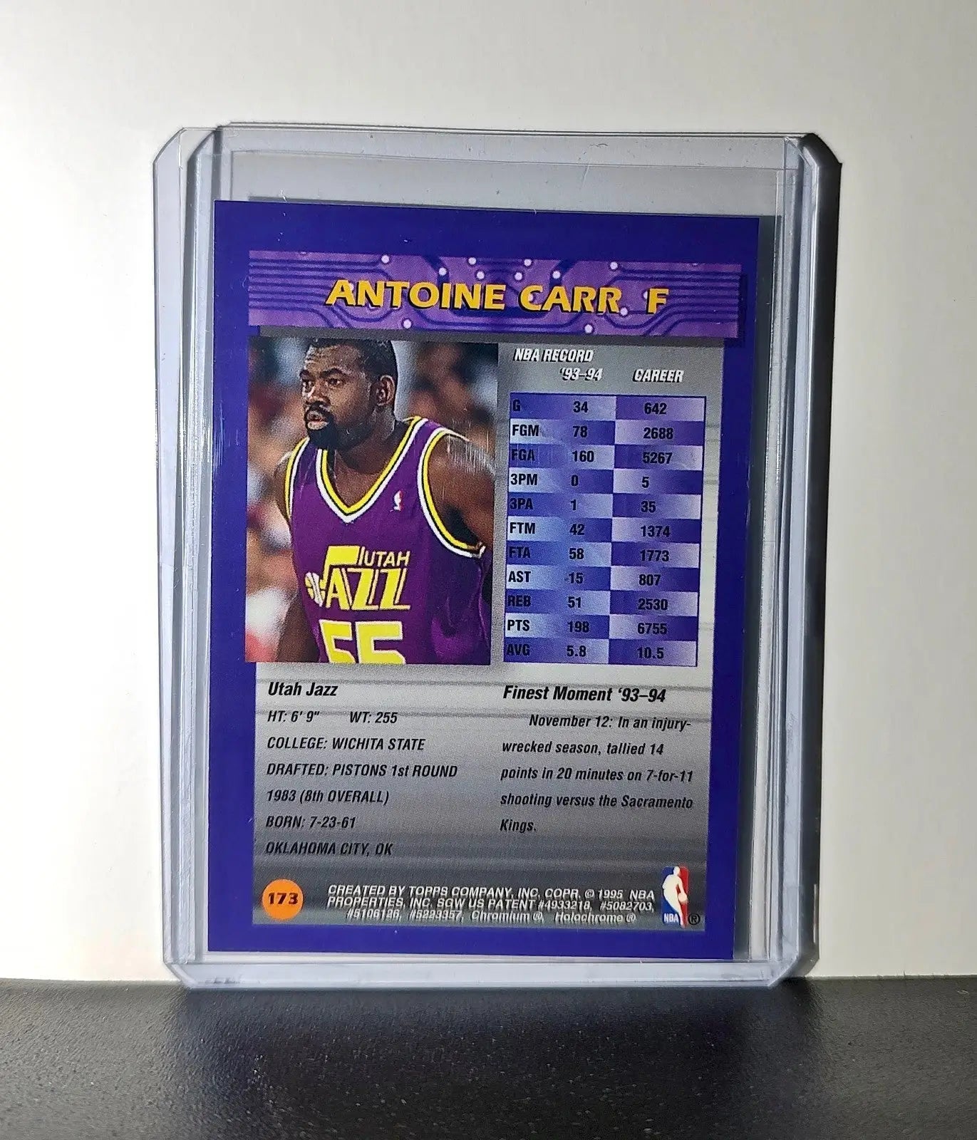 Antoine Carr 1994-95 Topps Finest #173 Basketball Card - Basketball Card Single