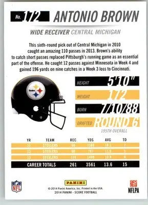 Antonio Brown - 2014 Score - #172 - Football - Football Card Single