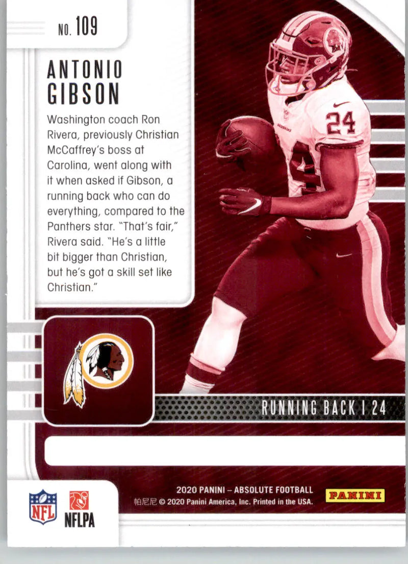 Antonio Gibson - 2020 Panini Absolute - #109 - Red Rookie Football - Football Card Single