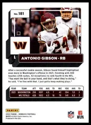 Antonio Gibson 2022 Donruss #181 Washington Commanders - Football Card Single
