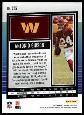 Antonio Gibson 2022 Score #255 Washington Commanders - Football Card Single