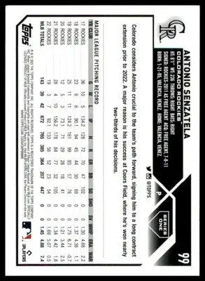 Antonio Senzatela 2023 Topps #99 Colorado Rockies - Baseball Card Single