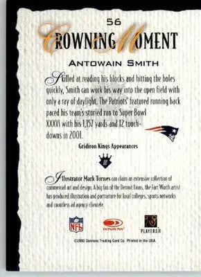 Antowain Smith - 2002 Donruss Gridiron Kings - #56 - Football - Football Card Single
