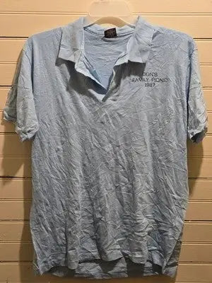 Anvil Polo Shirt Mens XL Blue DONS FAMILY PICNIC 1987 Made in USA Embroidered
