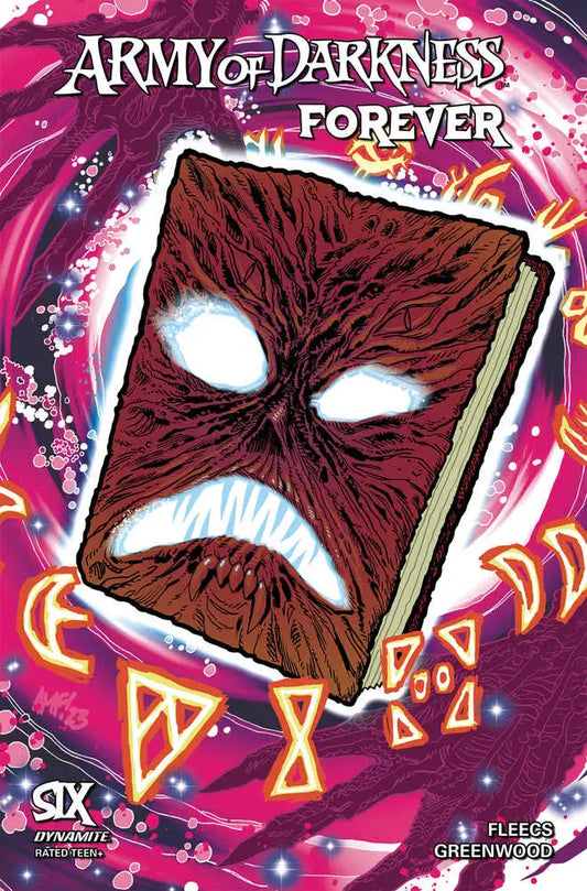 Evil Necronomicon book with white eyes on Aod Forever #6 Cover C Fleecs trading cards