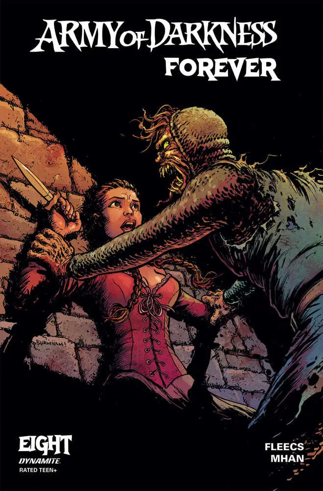 Comic book cover for Army of Darkness Forever with dark horror illustration, ideal for trading cards