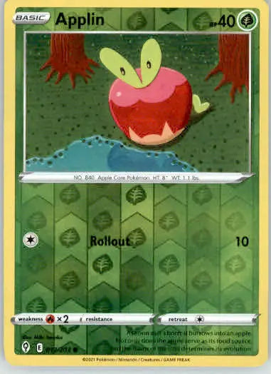 Applin - SWSH07: Evolving Skies - 017/203 - Reverse Holo LP - Pokémon Card Single