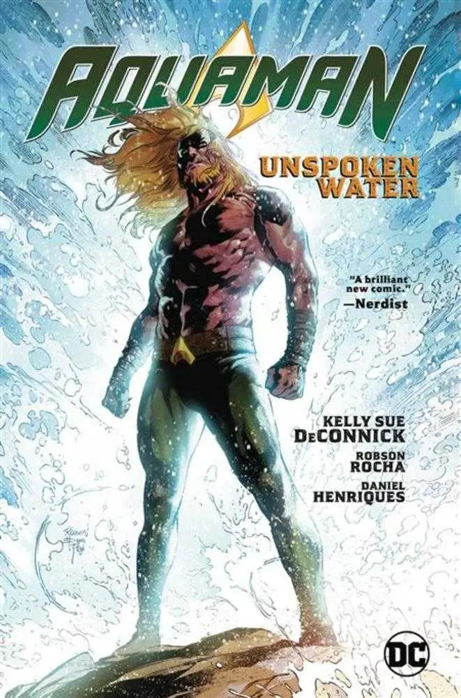 Comic book cover for Aquaman TPB Volume 01 Unspoken Water with a muscular hero