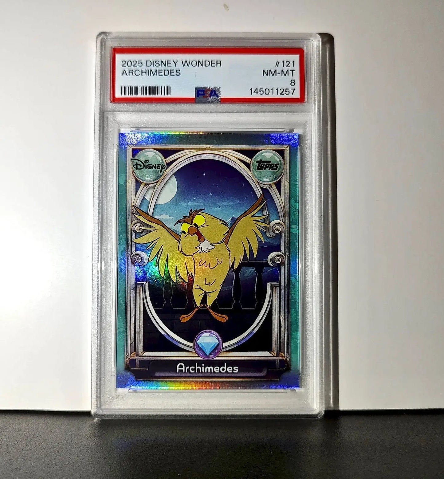 Archimedes 2025 Topps Disney #121 Diamond Card The Sword in the Stone PSA 8 - Non-Sports Card Single