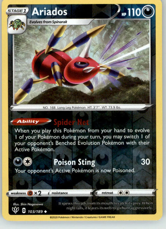 Ariados - Darkness Ablaze - 103/189 - Reverse Holo LP Pokemon - Pokémon Card Single