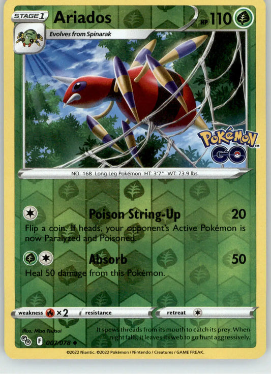 Ariados - Pokemon GO - 007/078 - Reverse Holo LP Pokemon - Pokémon Card Single