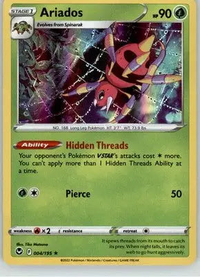 Ariados - Silver Tempest - 004/195 - Holo LP Pokemon - Pokémon Card Single