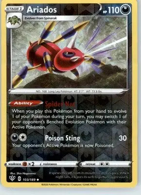 Ariados - SWSH03: Darkness Ablaze - 103/189 - Reverse Holo LP - Pokémon Card Single