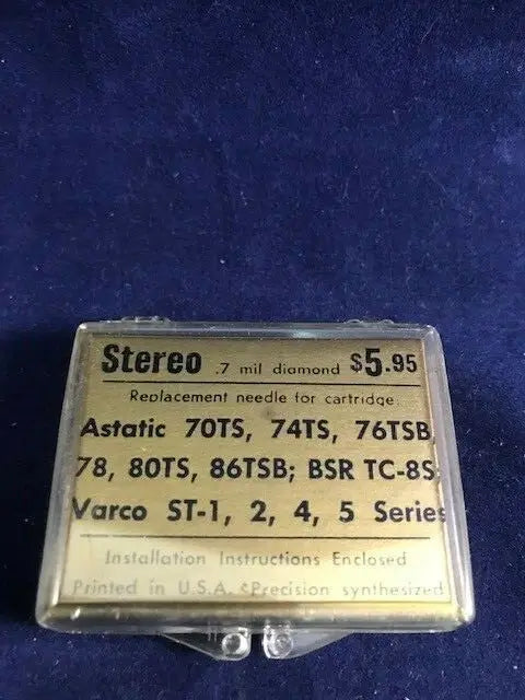 Arista AS-12D Stereo Diamond Needle Stylus.7 Mil Astatic 70TS 74TS Varco ST-1 - Other