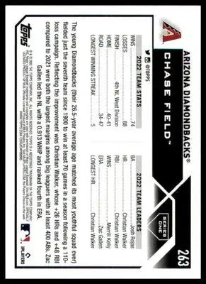 Arizona Diamondbacks 2023 Topps #263 Arizona Diamondbacks - Baseball Card Single