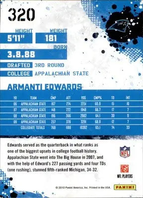 Armanti Edwards - 2010 Score - #320 - RC Football - Football Card Single