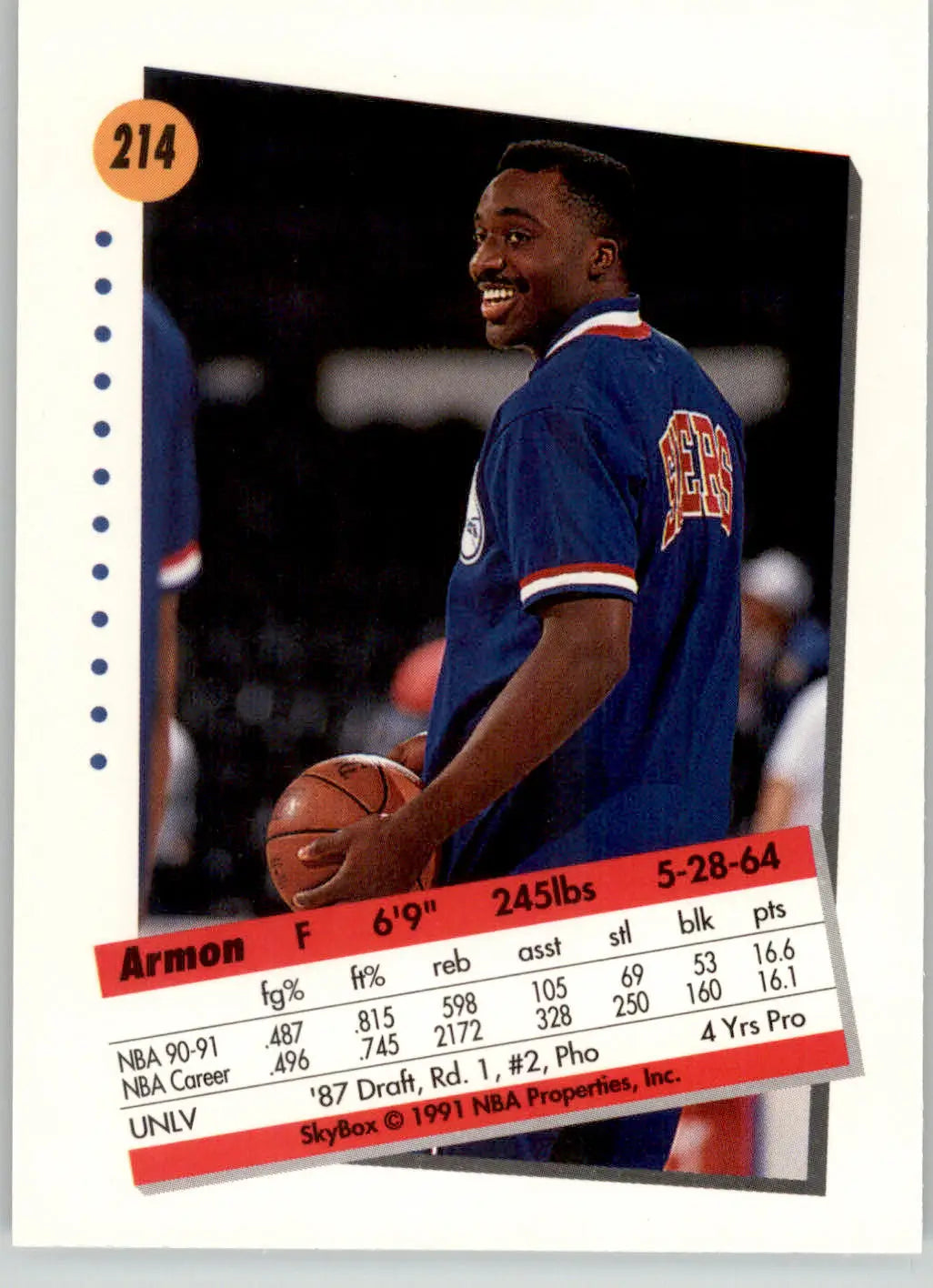 Armon Gilliam - 1991-92 SkyBox - #214 - Basketball - Basketball Card Single