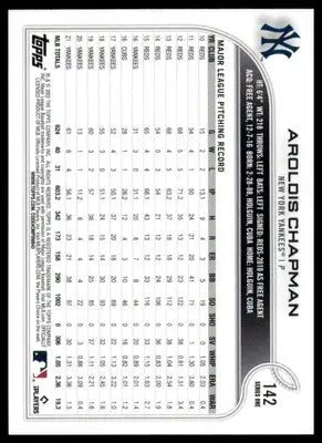 Aroldis Chapman 2022 Topps #142 New York Yankees - Baseball Card Single