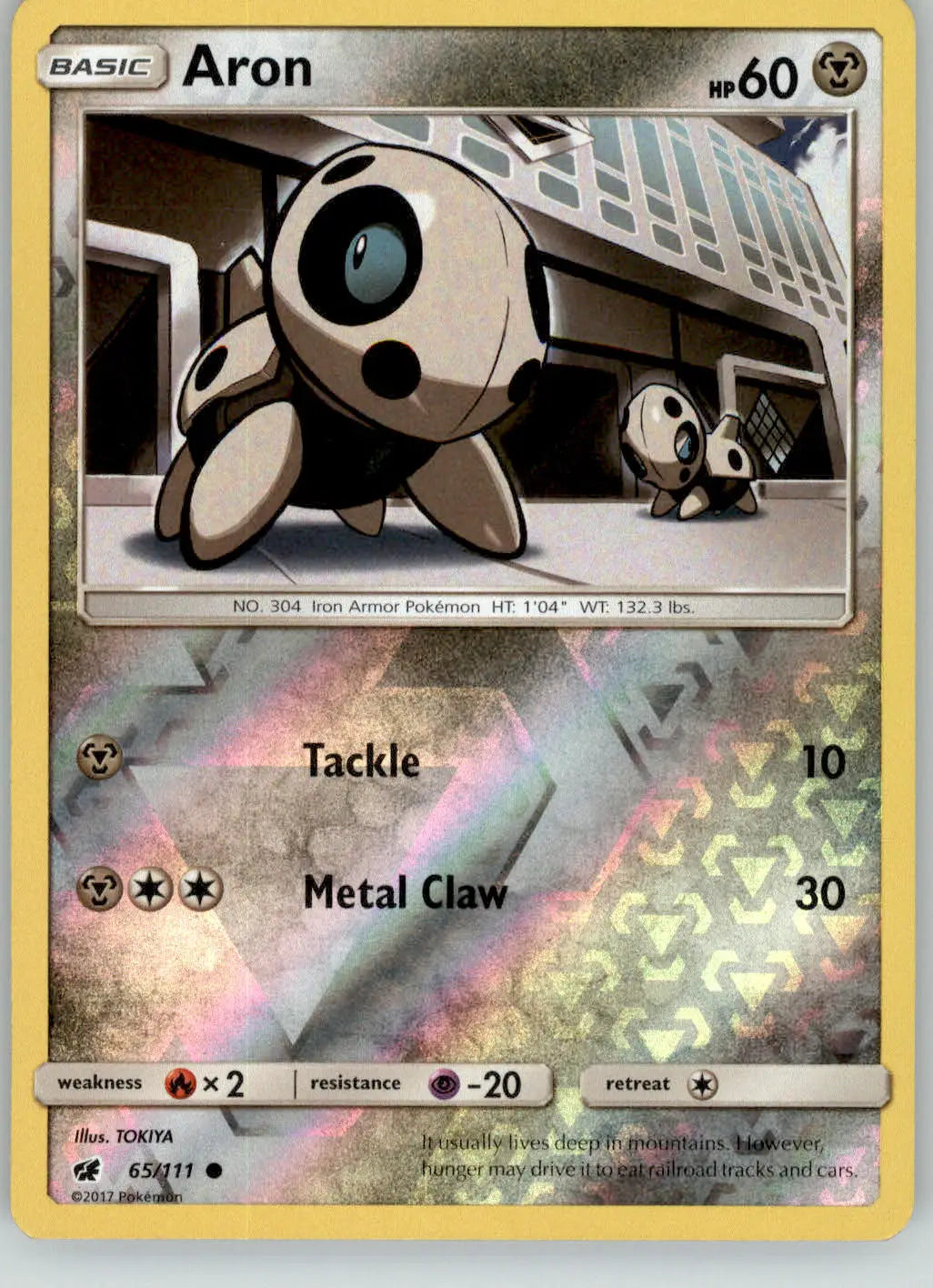 Aron - Crimson Invasion - 65/111 - Reverse Holo LP Pokemon - Pokémon Card Single