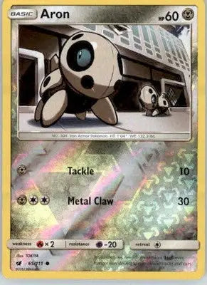 Aron - SM - Crimson Invasion - 65/111 - Reverse Holo LP - Pokémon Card Single