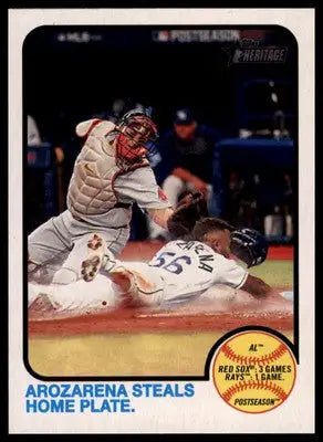 Arozarena Steals Home Plate 2022 Topps Heritage #204 Tampa Bay Rays - Baseball Card Single