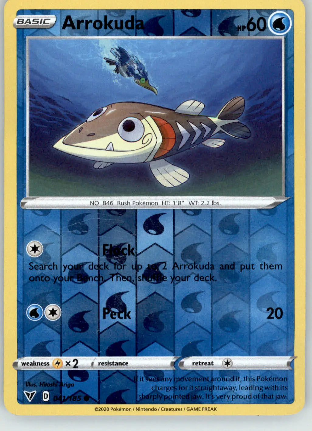 Arrokuda - Vivid Voltage - 041/185 - Reverse Holo LP Pokemon - Pokémon Card Single