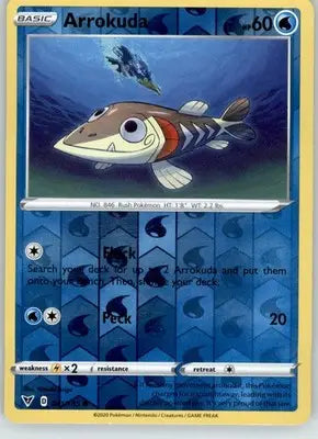 Arrokuda - Vivid Voltage - 041/185 - Reverse Holo LP Pokemon - Pokémon Card Single