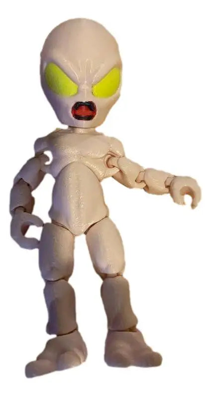 Articulated Alien Figure 3D Printed Poseable Sci-Fi Toy - Angry Face