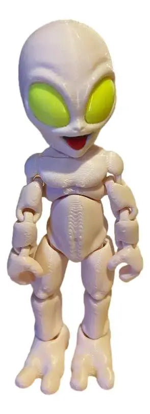Articulated Alien Figure 3D Printed Poseable Sci-Fi Toy - Happy Face - Action Figure & Toy