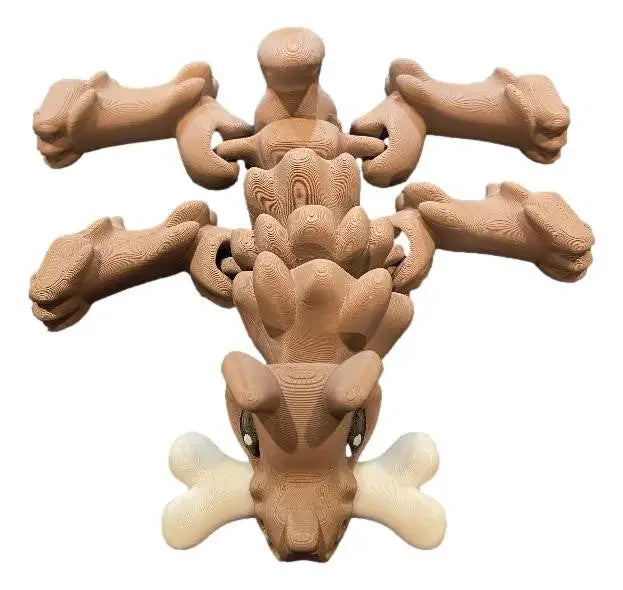 Articulated Dog with Bone – 3D Printed Poseable Dog Figure Cute Puppy Desk Decor